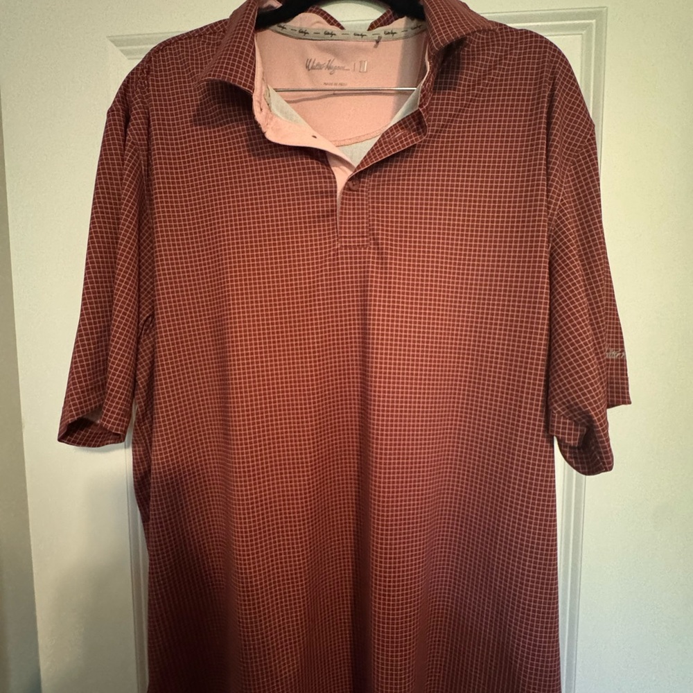 Walter Hagen Red Grid Polo Shirt